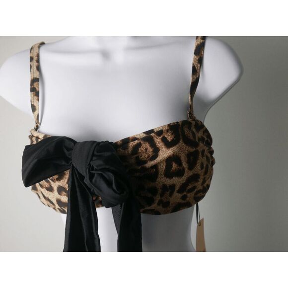 Unique Vintage Leopard Print Pin-Up Rialto Swim Bikini Top L - Picture 3 of 6